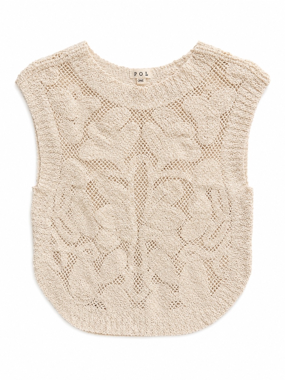 POL Cream Openwork Cable Knit Sleeveless Sweater Vest